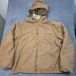 Vintage Dickies Hooded Jacket Men's 2XL Brown Duck Canvas Workwear Chore Detroit